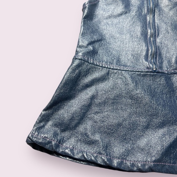 Vintage Toddler Girl Sparkle Brand Half Zip Faux Leather Metallic Tank Size 4 - Picture 3 of 13